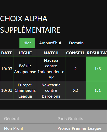 pari VIP gagné ticket